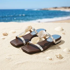 Women’s Outdoor Open Toed Elegant Roman Shoes Flat Bottomed Beach Summer Shoes One Line Slippers