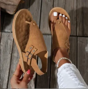 Women’s Outdoor Summer Flip Flops Flat Open Toe Beach Sandals with Buckles Big Size