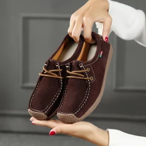Women’s PU Flat Loafers Casual Walking Shoes Summer Breathable Slip-On Large Size Soft Lightweight Anti-Slip