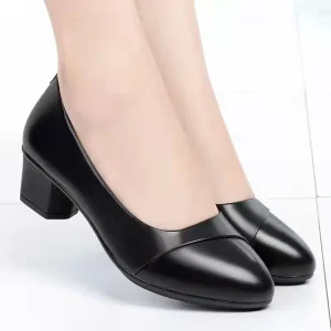 Women’s PU Formal Pointed Toe Round Heel Slip On Shoes Breathable Fashion Trend Summer Autumn Winter Work Commuting Career