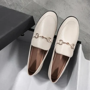 Women’s PU Loafers British Style Durable Slip On Flat Retro All Seasons New Versatile Shoes 41 43