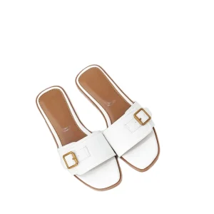 Women’s PU Upper Flat Bottom Sandals Daily Fashionable Summer Buckle Slides Beach Slippers with Open Toe
