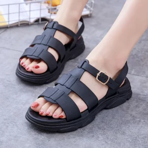 Women’s PVC Roman Sandals Slippers Summer Designer Beach Fashion Casual Strappy College Style Sport Sandals for Women Ladies