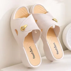 Women’s PVC Spring Summer Open Toe Non-Slip Designer Sandals for Fashion Beach Home Wear-Resistant Shoes