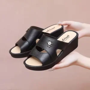 Women’s PVC Thick Sole Wedge Beach Sandals Slides Slippers Outdoor