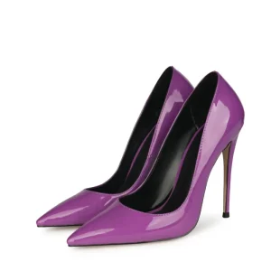 Women’s Patent PU Pointed Toe Pumps Office Candy Color Slip On Shallow Mouth Sexy Classic Ladies Dress Shoes