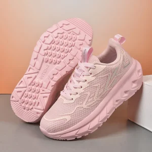 Women’s Pink Breathable Running Shoes Lightweight Athletic Training Sneakers for Summer Outdoor Exercise