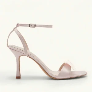 Women’s Pink Open Toe Buckle Ankle Strap High Heel Wedding Shoes Outdoor Sandal Summer Party with Height Increasing Feature