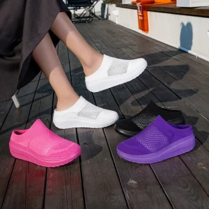 Women’s Platform Casual Breathable Comfortable Outdoor Slippers With EVA Outsole And Stretch Fabric Upper For All Seasons