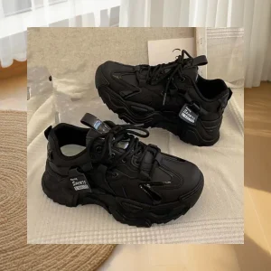 Women’s Platform Casual Breathable Height Increasing Korean Style Sneakers for Spring Summer Autumn