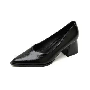 Women’s Platform High Heel Shoes PU Upper Rubber Outsole Pointed Toe Thick Heel 3cm Comfort Plus Size Height Increasing Office