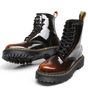 Women’s Platform Mid-Calf Boots Plus Size Cow Genuine Leather Women Chunky Shoes Ladies Ankle Midi Boots College Style
