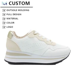 Women’s Platform PU Upper Lightweight Anti-Slip Breathable Height-increasing Composite Sole Lace-up Custom logo Large Size Mix