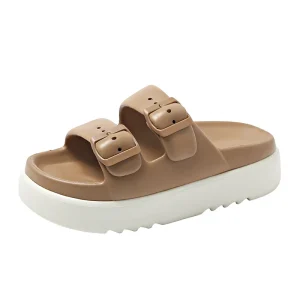Women’s Platform Slide Sandals Thick Sole Summer Beach for Double Buckles Non-Slip Outdoor Wedge Breathable EVA