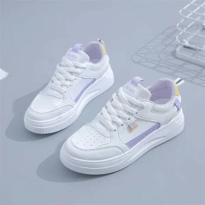 Women’s Platform Sneakers Soft Rubber Outsole Cloth Upper Geometric Pattern Shock Resistant Breathable Lace-Up Slip-On All