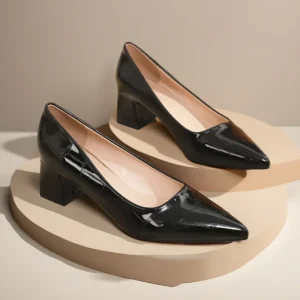 Women’s Plus Size 36-44 Pointed Square Heel Office Work Shoes Mary Jane Pumps PU Upper Light Slip-On Closure
