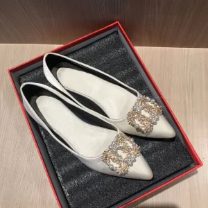 Women’s Plus Size 36-46 Satin Casual Flats Slip-On Pointed Toe Bridal Wedding Party Ballerinas for Autumn Summer Spring for