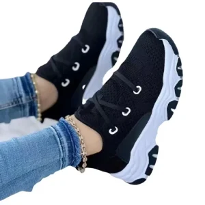 Women’s Plus Size Luxury Sports Sneakers Casual Shoes with Thick Sole and Cushioning for Spring & Autumn Lighted Feature