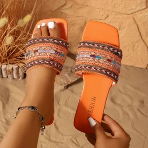 Women’s Plus Size One strap Open Toe Summer Fashion Trend Lightweight Bohemian Casual Flat Beach Sandals