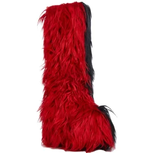 Women’s Plus Size Over-the-Knee High Thermal Flat Fuzzy Fur Boots Winter Fluffy Cowboy Plush Lining Ankle Printed Warm Footwear
