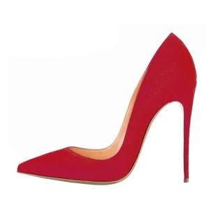 Women’s Plus Size Suede Dress Shoes with 12 cm Thin High Heels Sexy New Pumps Featuring Pointed Toe for Autumn Season