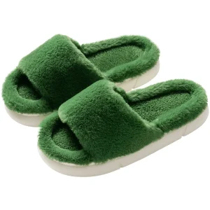 Women’s Plush Cotton Slippers Winter Indoor Shoes Anti-slip Cushioning Soft Thick Sole Fur Style Suitable for Home and Hotel Use