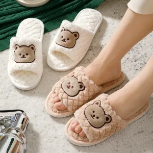 Women’s Plush Slippers Warm Soft Breathable Indoor Winter Slippers