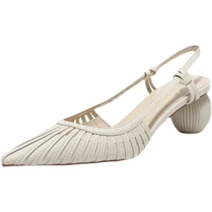 Women’s Pointed Closed Toe High Heels Sandals Ladies Chunky Pearls Ankle strap High Heels Mules Woman Nightclub Party Shoes