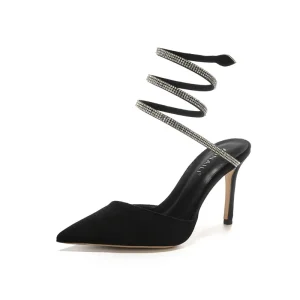 Women’s Pointed High Heeled Sandals with Lightweight Snake Like Winding Style Spring Summer Shoes Height Increasing