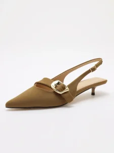 Women’s Pointed Kitten Heel Dress Shoes with Folds PU Upper Comfort Height Increasing Lightweight & Soft for All Seasons