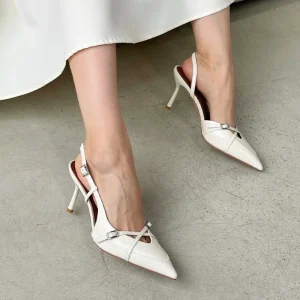 Women’s Pointed Sheepskin Wedding Shoes Versatile Shallow Mouth Comfortable Summer High Heels