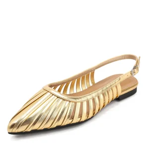 Women’s Pointed Toe Cutout Slingback Flats Comfortable Buckle Hollow Out Flat Sandals for Daily Office Party Summer Casual Wear