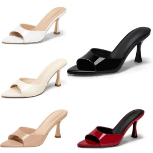 Women’s Pointed Toe Heeled Mules Slip-On Dress Sandals Open Back High Heel Backless Shoes for Summer Party Office and Casual