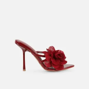 Women’s Pointed Toe Open Toe Slip-on Stiletto Heel Sandals with Flower Heel Shoes