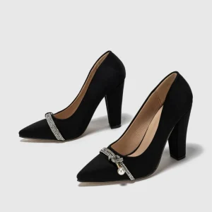 Women’s Pointed Toe Pearl Sequined Breathable Lightweight Summer Fashion High Heeled Shoes 8cm Heel Suitable for Weddings