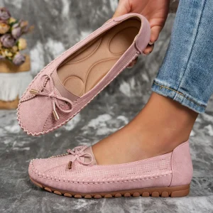 Women’s Pointed Toe Pink Flat Loafers Lightweight Sole Ballet-Style Casual Shoes Comfortable Slip-On Moccasin