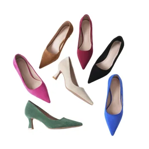 Women’s Pointed Toe Square Heel 6cm Comfort Summer Breathable Anti-Slip Office Dress Shoes