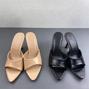Women’s Pointed Toe Stiletto Heel Mule Slides Open Toe Sandals Comfortable Dress Shoes for Office and Party Occasions