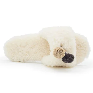 Women’s Popular Puffy Slides Girls Sheep Fur Open Toe Anti Slip TPR Shoes Indoor Use Sheepskin for All Seasons