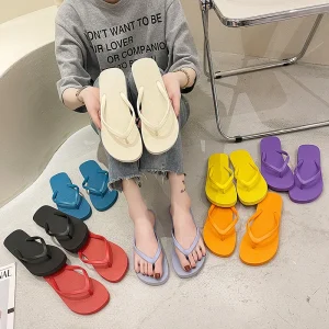 Women’s Pure Color Beach Sliders Slippers Girl Women Flats Shoes Designer Summer Flip Flops