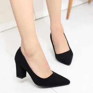 Women’s Pure Color PU Material Pointed High Heels Summer Fashion Casual Work Shoes Elegance Custom Heels With Logo