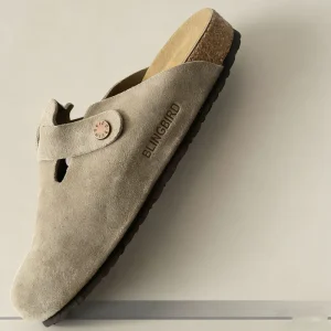 Women’s Real Leather Suede Clog Shoes Solid Cork Closed Toe Platform Design Soft Wool Fur