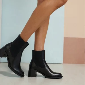 Women’s Retro Ankle Platform Boots Made Genuine Leather High Elasticity Design Black Green Soles Slip-on