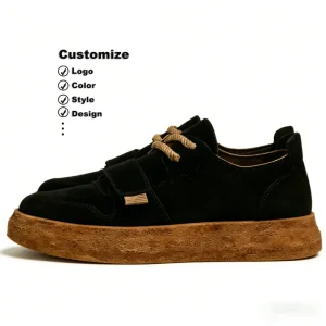 Women’s Retro Platform Loafers Magic Tape Suede Breathable Casual Walking Shoes Anti-Slip Comfort Sneakers for Spring Autumn