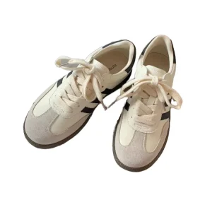 Women’s Retro Single Walking Style Sneakers Large Size Casual Frosted Sports Shoes for Spring Autumn Lace Up Rubber for Moral