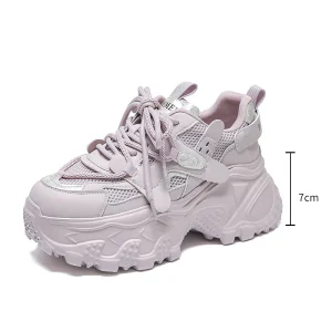 Women’s Retro Sporty Style Shoes Thick Sole Height Increasing Non-Slip Custom Logo Breathable Casual Dad Shoes