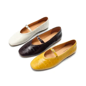 Women’s Retro Stripe Mary Jane Ballet Flats Bow Elastic Strap Casual Shoes