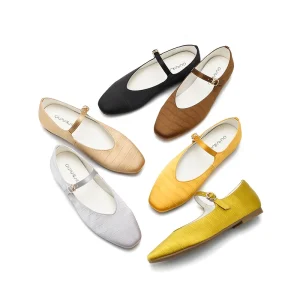Women’s Retro Stripe Mary Jane Ballet Flats Bow Elastic Strap Casual Shoes