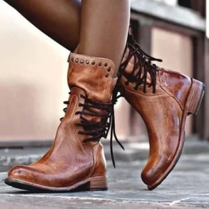 Women’s Retro Style Knee High Boots Autumn Winter Fashion Soft Cushioning Side Zipper Closure Solid Color Versatile for All