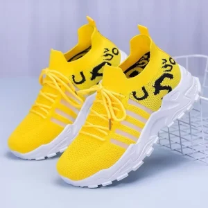 Women’s Retro White Sneakers Korean Casual Style Mesh Breathable Height Increasing Cushioning